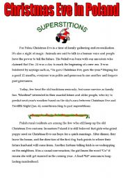 English Worksheet: CHRISTMAS EVE  in Poland - SUPERSTITIONS (updated)