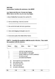 English worksheet: Question words