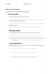 English Worksheet: A Guide to Unusual Museums