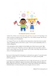 English Worksheet: the education system in the USA