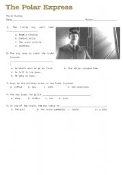 English Worksheet: The Polar Express Listening Guide min. 1-26