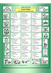 English Worksheet: Animal Riddles 1 (Easy)