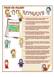 English Worksheet: True or false? The Romans  + Keys