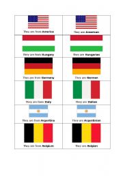 English Worksheet: Memory game: country adjectives 