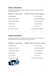 English Worksheet: Present Perfect Job intervies