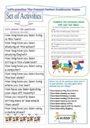 English Worksheet: The Present Perfect Continuous