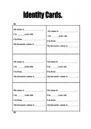 English worksheet: Identity Cards