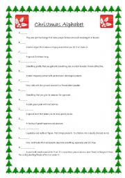 English Worksheet: Christmas alphabet quiz