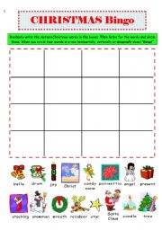 English Worksheet: Christmas Vocabulary Bingo