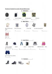 English worksheet: Clothing: Picture Dictionary - Translation Worksheet