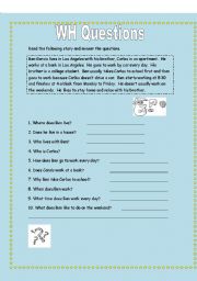 English Worksheet: WH questions comprehension 