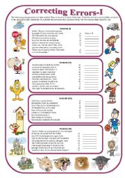 English Worksheet: Correcting Errors-I (with answer key)