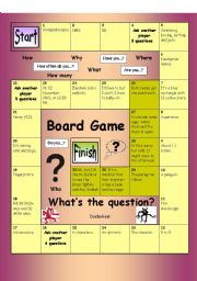 English Worksheet: Board Game - Whats the Question (Diabolical)