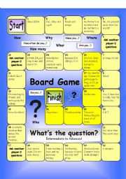 English Worksheet: Board Game - Whats the Question (Hard)