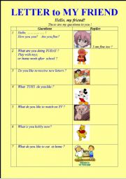 English Worksheet: Letter to My Pen-Pal Friend. Answer the Questions. Letter-2.