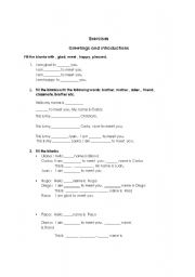 English worksheet: greetings exercises