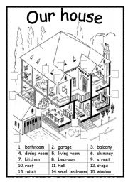 English Worksheet: Parts of a house