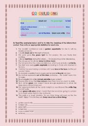 English Worksheet: COLOUR IDIOMS