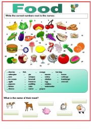 English Worksheet: Food