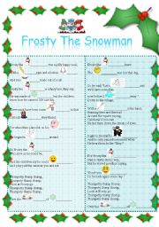 English Worksheet: CHRISTMAS SONG - FROSTY THE SNOW MAN (Updated)