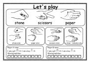 English Worksheet: Lets play a game Stone - Scissors - Paper + rules