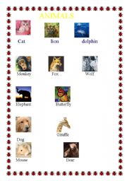 English worksheet: ANIMALS WITH PICTURES-3 PAGES