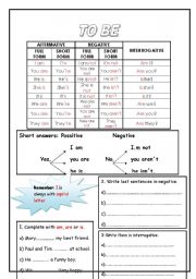 English Worksheet: TO BE