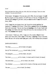 English worksheet: Zoo -present simple tense part 2