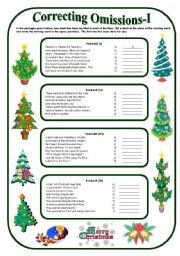 English Worksheet: Correcting Omissions-I (with answer key)