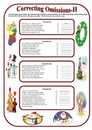 English Worksheet: Correcting Omissions=II (with answer key)