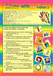 English Worksheet: Idioms with colors: COLORS (+key)