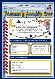 English Worksheet: FAMILY - TWO PAGES
