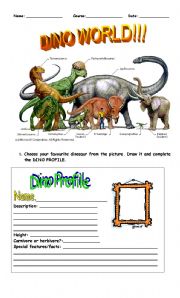 English Worksheet: DINO WORLD!!