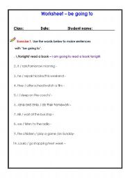 English Worksheet: future with be going to worksheet