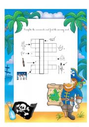 English Worksheet: pirates crosswords