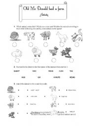 English Worksheet: Old Mc Donald had a farm - activity