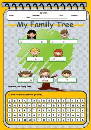 English Worksheet: My Family Tree