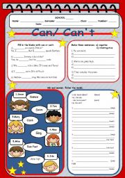 English Worksheet: Can/ Cant