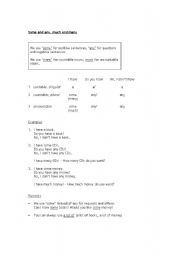 English worksheet: Some and any, much and many