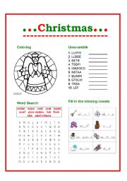 English Worksheet: 4 activities of Christmas