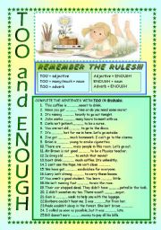 English Worksheet: TOO and ENOUGH