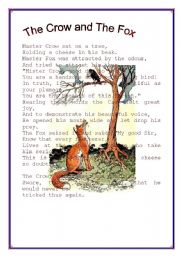 English Worksheet: The fox and the stork reading comprehension