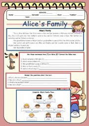 English Worksheet: Alices Family