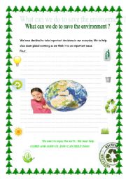 English Worksheet: what can we do to save the environment?
