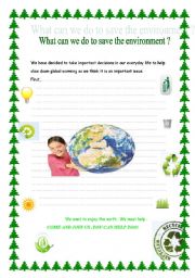 English worksheet: what can we do to save the environment?