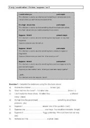 English Worksheet: Confusing structures: If only / would rather / its time / suppose / as if