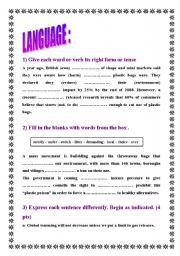 English worksheet: language exercises
