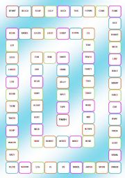 English Worksheet: Phonics Boardgame + cards - 4 pages - fully editable