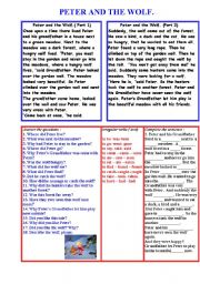 English Worksheet: Peter and the wolf.