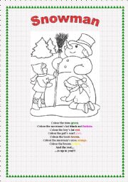 English Worksheet: Snowman for colouring